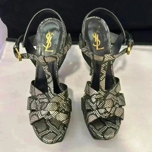 Yves Saint Laurent Tribute Python Print Platforms Size 38.5 - Picture 3 of 7